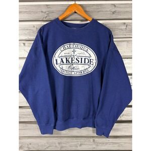 Coconut Creek Lakeside Ohio Chautauqua Sweatshirt Mens XL Blue Vintage 90s